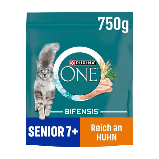 PURINA ONE BIFENSIS Senior 7+ Dry Cat Food, Rich in Chicken - 6 x 750g - For Healthy Ageing
