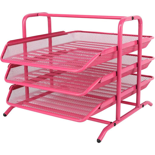 Senhoglb 3 Tier A4 Mesh in Tray, Pink