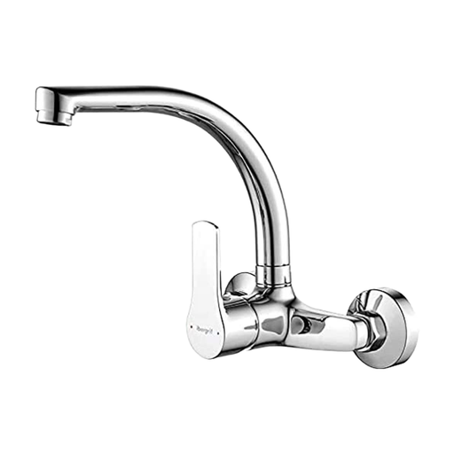 Ibergrif Wall Mounted Kitchen Tap Single Lever Mixer Tap 360° Rotation Sink Tap