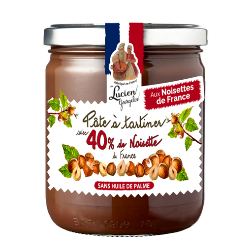LUCIEN GEORGELIN Lot & Garonne Hazelnut & Cocoa Spread - 40% Hazelnut, 400 g
