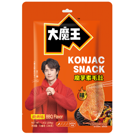 Yan Jin Pu Zi MOWON Konjac Vegan Beef Tripe Snack, BBQ Flavor, 206g