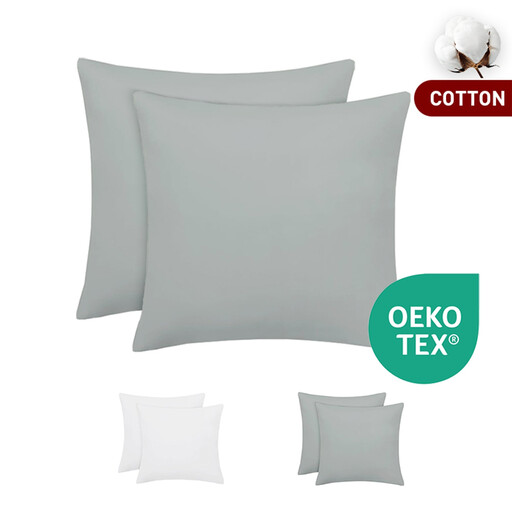 LeBonsoir Basics Kissenbezüge 80x80 cm aus 100% Baumwolle in Hellgrau
