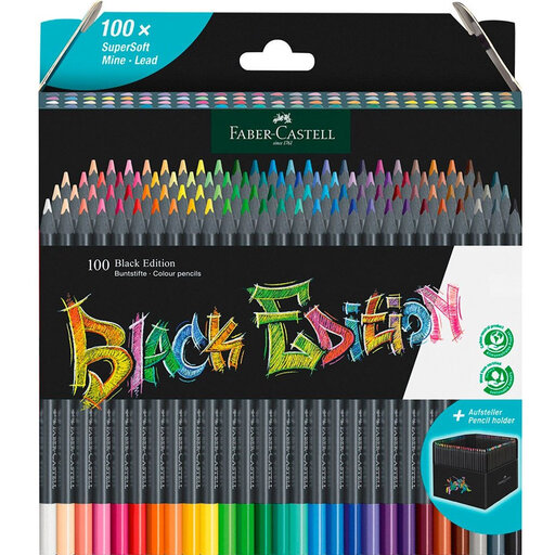 Faber-Castell Black Edition Colored Pencils Set - 100pcs, Assorted Colors