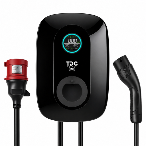 TDC ENERGY RAC11 11 kW Type 2 wallbox, 16 A 400 V three-phase AC charging station with 5 m cable, 3-inch display, RFID and app-based charging, wall mounting