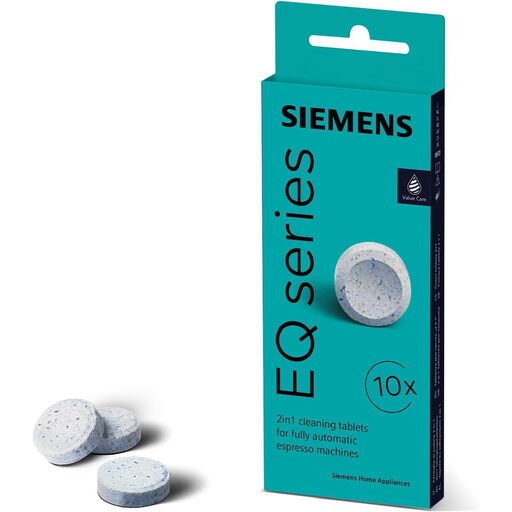 Siemens TZ80001A Coffee Machine Cleaning Tablets, 10 Pack, Removes Coffee Oil Residues, Original Accessory for EQ Series & Built-In Bean-to-Cup Coffee Machines