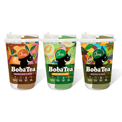 JENI Bubble Tea Cup Mix Flavor (Matcha, Honeydew, Brown Sugar)