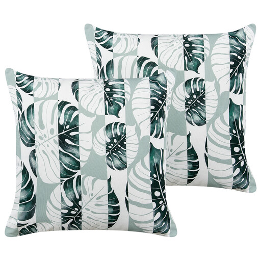BelianiSet of 2 Outdoor Cushions Leaf Pattern 45 x 45 cm Green TERMINI