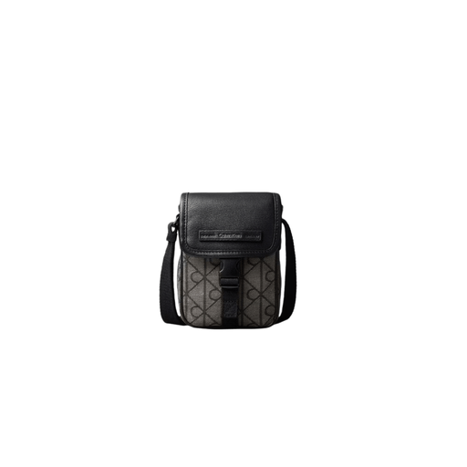 Calvin Klein Men's Mixed Emblem Small Flap Crossbody Bag - Beige/Black