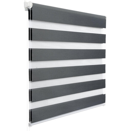 WOLTU Doppelrollo Klemmfix ohne Bohren Dunkelgrau B60 x H150 cm