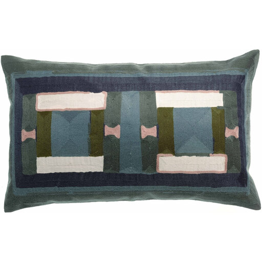 Housse de coussin brodée Taho Vivaraise Vert de Gris
