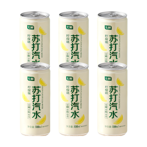 7FRESH Lemon Flavoured Soda Water Drink, six 330 ml bottles