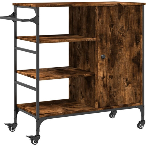 vidaXL Kitchen Trolley - Engineered Wood Smoked Oak, 87.5 x 38.5 x 84.5 cm