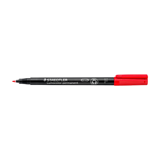 STAEDTLER Lumocolor Permanent F Red Marker - Synthetic Tip F=Fine 0.6mm, Permanent Universal Ink