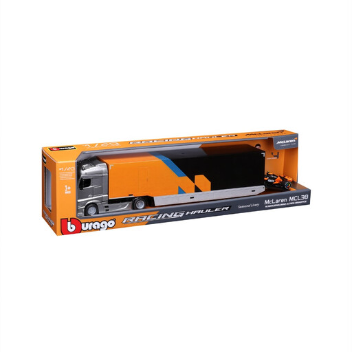 BBURAGO 1/43 McLaren Racing Team, transporter truck with MCL38 Formula 1 car