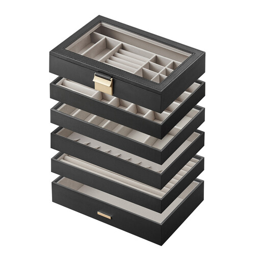 JOYFURNOS Stackable Jewellery Trays, 6-Tier Jewellery Box