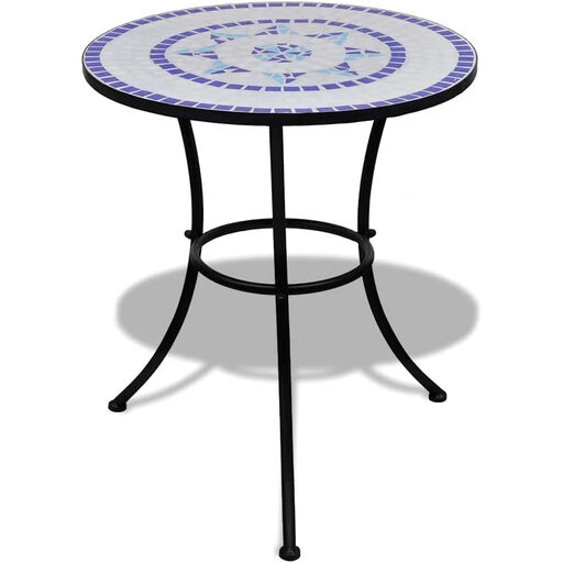 vidaXL Bistro Table - Mosaic Blue and White, 60 cm