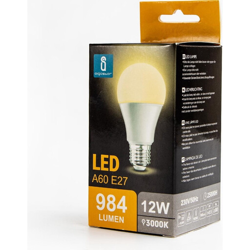 Aigostar LED A5 A60 Light Bulb Big Angle E27 12W 3000K Warm Light
