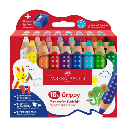 Faber-Castell Grippy 16 crayons avec taille-crayon