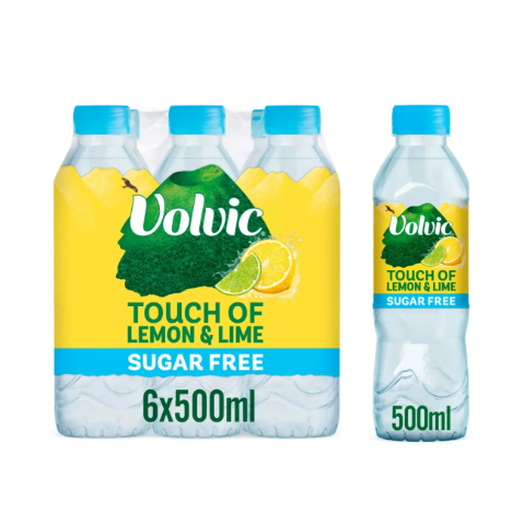 Volvic Touch of Fruit Lemon & Lime Sugar Free Still Flavoured Water, 6 x 500ml