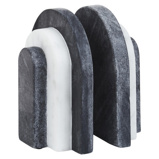 Premier Housewares Oxana Black and White Marble Bookends