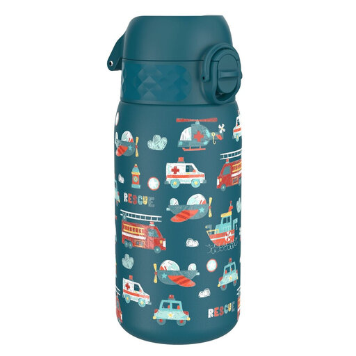 ION8 Lightweight Steel Kids Water Bottle 400ml Teal Rescue Vehicles