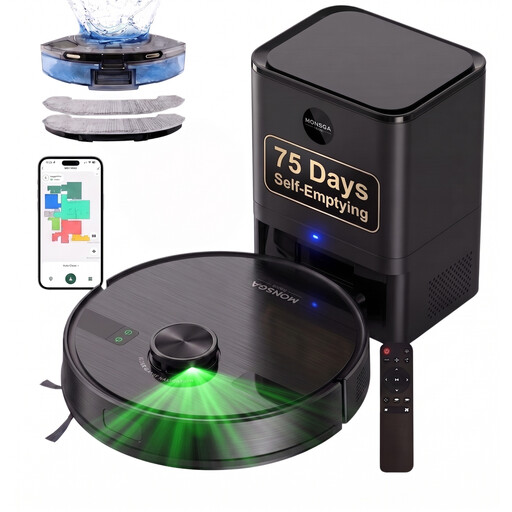 MonsgaClean MS1 Max Robot Vacuum and Mop Combo with 4.0L Self-Emptying Station