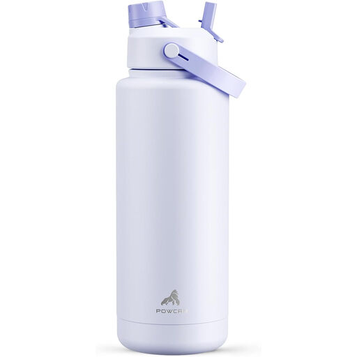 POWCAN by Meoky 40oz Dual-Opening Sports Water Bottle with Carry Handle - Gray Purple