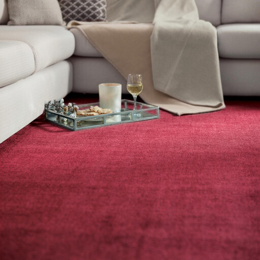Origin Rug Reef Raspberry in a plain, bold red colour