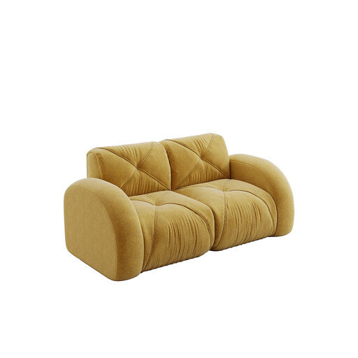 URBAN MEUBLE Frameless Modular 2-Seater Sofa Yellow Chenille Fabric