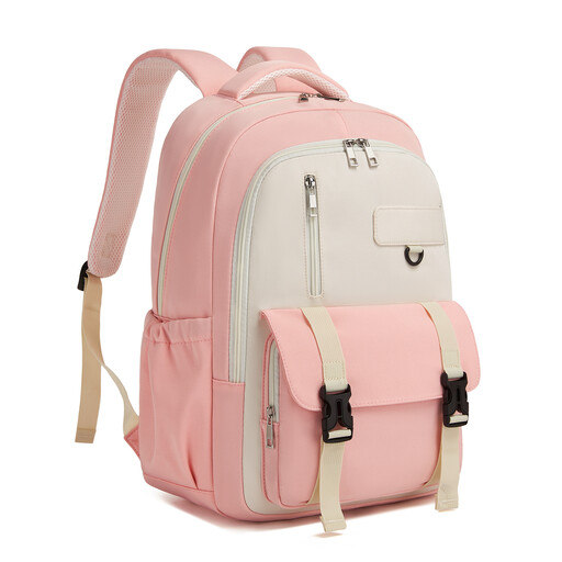 Sac à dos scolaire KONO résistant à l’eau, rose et beige