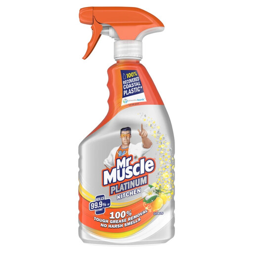 Mr Muscle Platinum Antibacterial Kitchen Cleaning Spray, Citrus, 750ml
