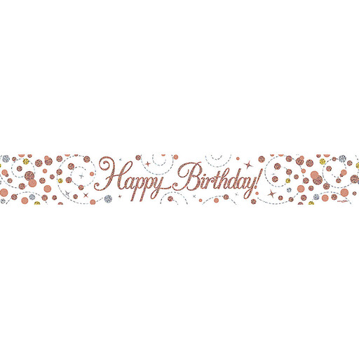 Rose Gold Holographic Happy Birthday Banner