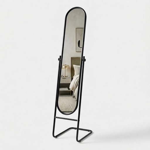 Harbour Housewares Full-Length Round Freestanding Mirror 153m x 30cm - Black