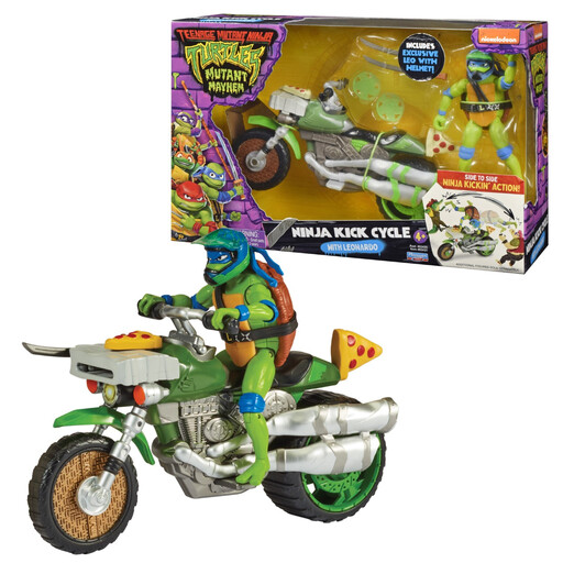 NINJA TURTLES Leonardo Véhicule avec Figurine Exclusive 12 cm