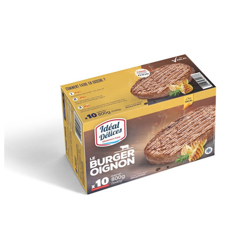 IDEAL DELICES Ground Beef Steaks Onion Halal x10 800g
