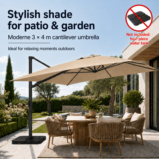 3 × 4 m Cantilever Umbrella, Taupe
