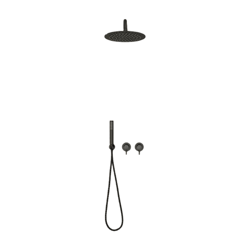 Homary 250mm Wall-Mounted Round Black Shower Set