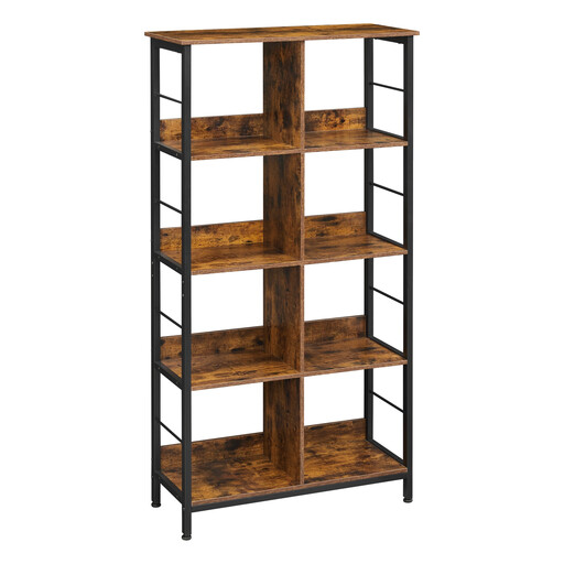Ochama 4-Tier Ladder Shelf in Rustic Brown and Black