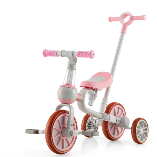 4-in-1 growing children’s tricycle with parent handle, pink