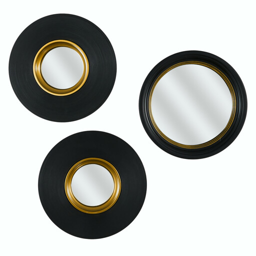 Set de 3 miroirs convexes avec cadre noir