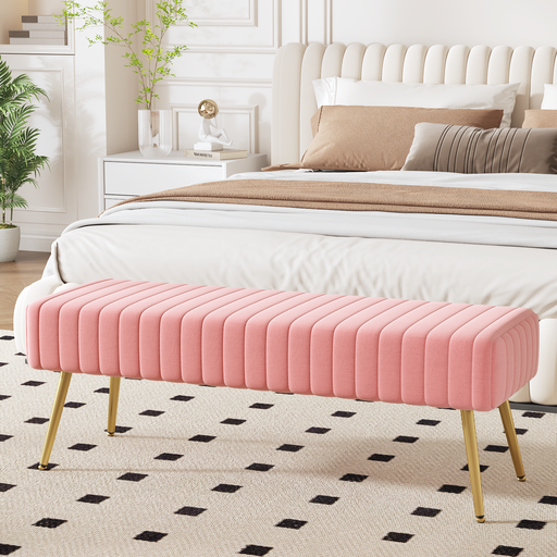 Ckaff Bench Cushioned Bench, 113.5x36.5x43cm, Pink
