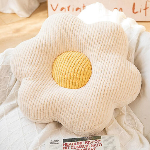 Flower-Shaped Cute Floor Pillow Flower Chair Cushions Reading Meditation Floor Pillow and Leisure and Comfortable Pillow(19.6in),White