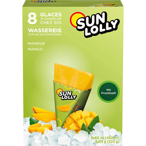 Sun Lolly Ice Lollies Mango 8 x 60 ml