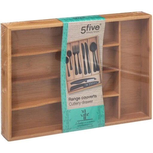 5five Cutlery Holder - MDF & Bamboo, Brown