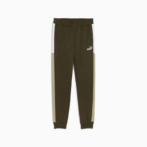 Puma Essentials BLOCK Sweatpants in Dark Olive