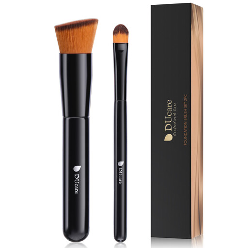 DUcare Angled Foundation Brush + Concealer Brush 2-Piece Set
