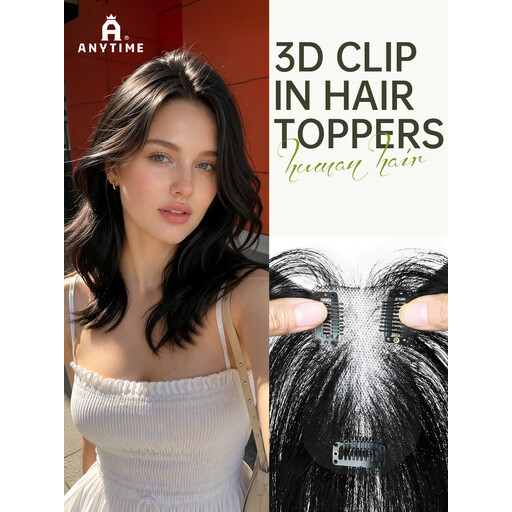 ANYTIME 100 procent human hair topper zwart