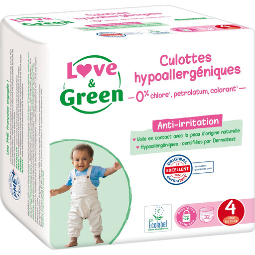 LOVE & GREEN Nappy Pants Size 4 8-15kg Hypoallergenic x 32