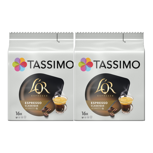 L'OR Tassimo Classic Espresso, two packs of 16 capsules