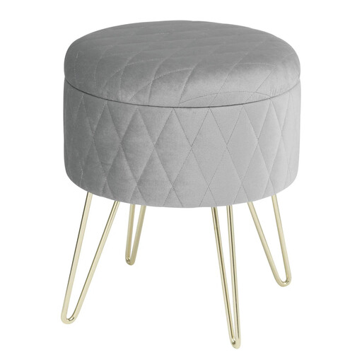WOLTU Ottoman with Storage Upholstered Stool Velvet Fabric Golden Metal Legs